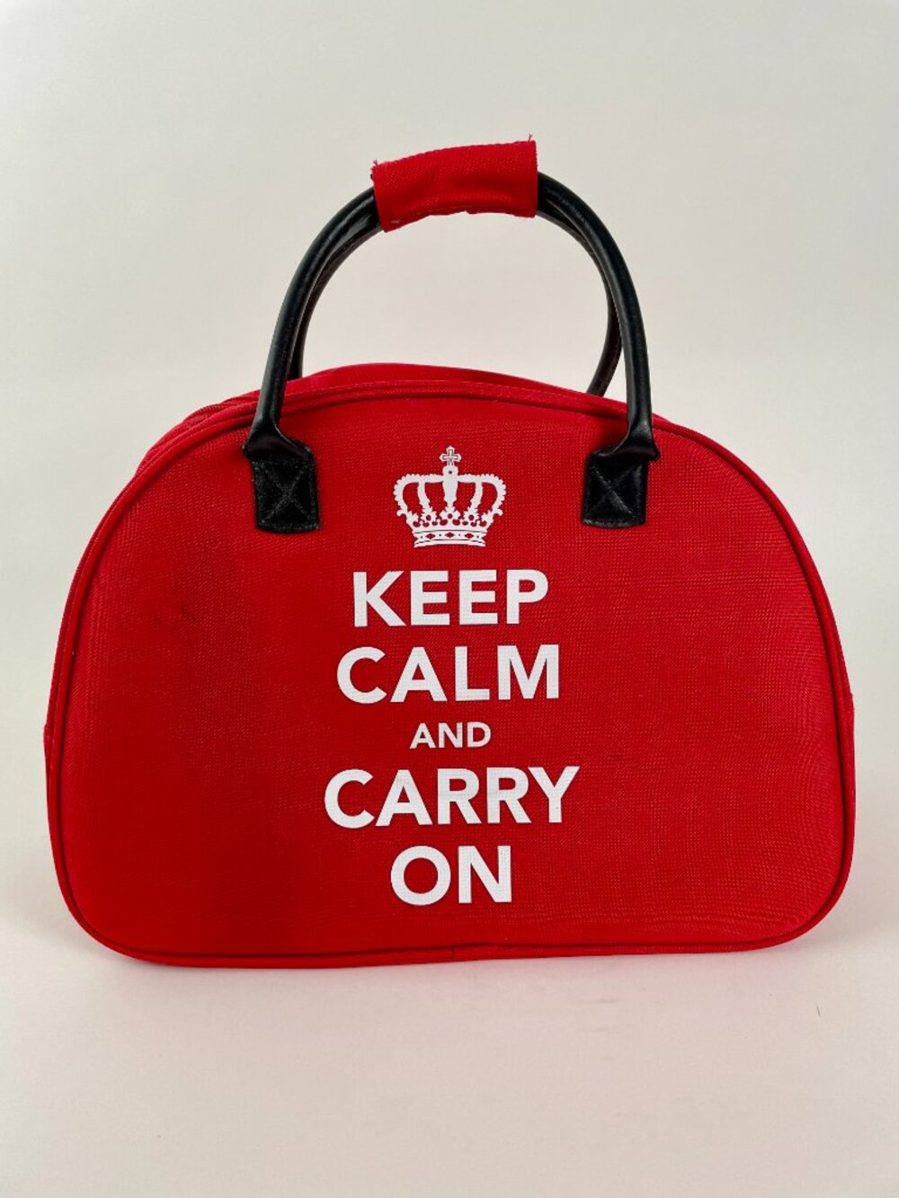 Keep Calm And Carry On Canvas Tote Weekend Flight Carry On Bag, Cherry Red